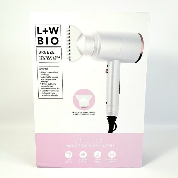 L+W BIO Opulence Lightweight Hair Dryer - White & Gold. NIB! l + w bio | Hair | Lw Bio Opulence Lightweight Hair Dryer 3  main image 2